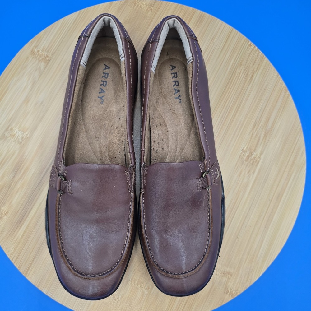 Array Brown Leather Comfort Loafers Shoes Business Casual Women's 6.5N Narrow - Picture 3 of 9